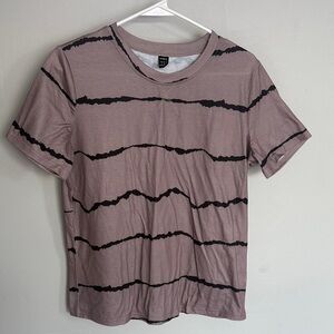 SHEIN Brown and Black Striped Short Sleeve Tee